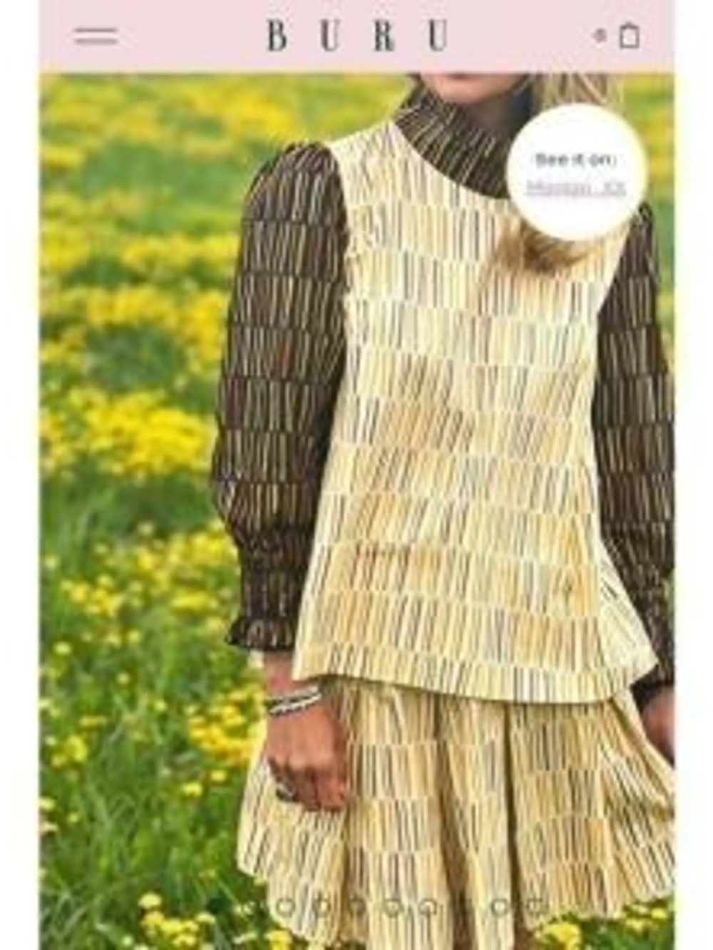 BURU Smocked Mini Skirt and Mod Top Matching Set Matchstick NWT Yellow orig $306